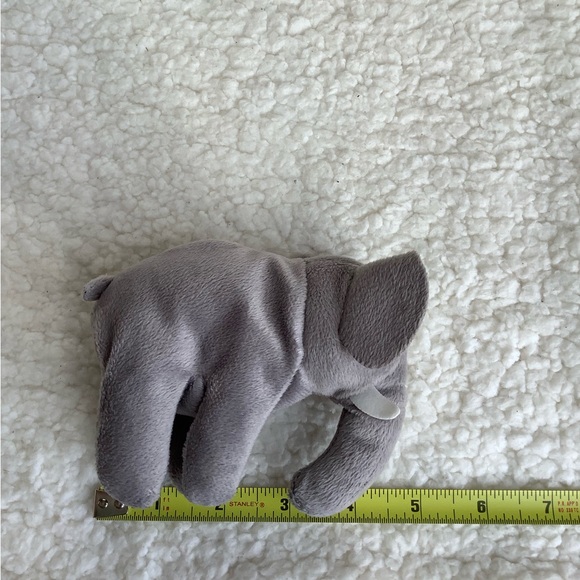 Small 5 inch Gray Elephant White Tusks Embroidered Eyes Plush Stuffed Animal Toy - Picture 4 of 6